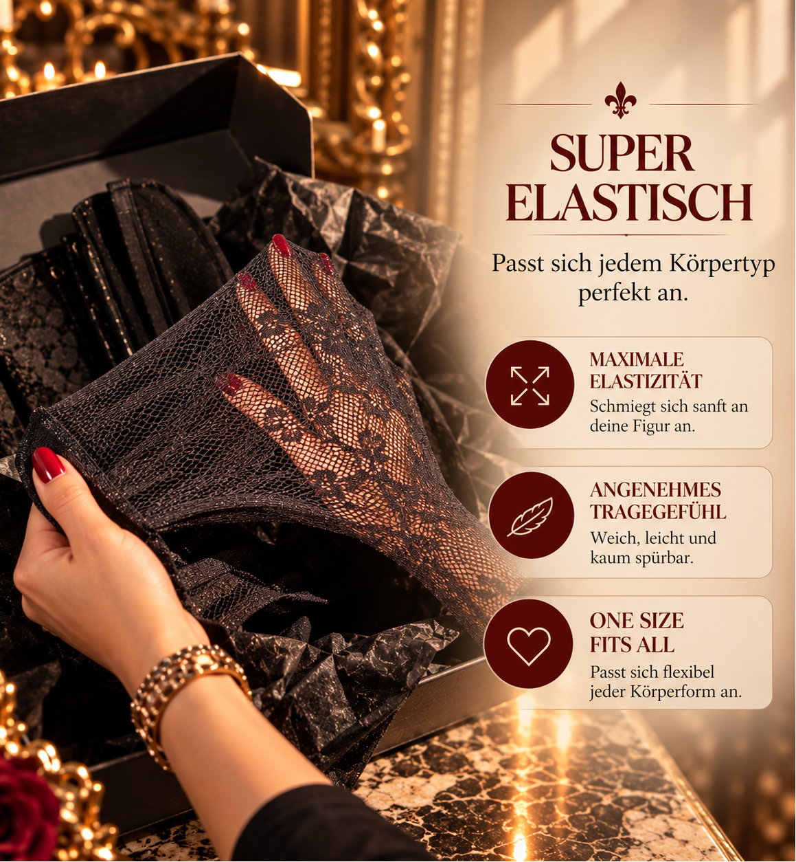 Spitzenstrumpfhose mit Rosenmuster